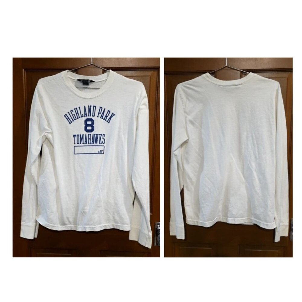 NEW VTG ABERCROMBIE/FITCH WOMENS LONG SLEEVE T-SHIRT HIGHLAND PARK TOMAHAWKS L